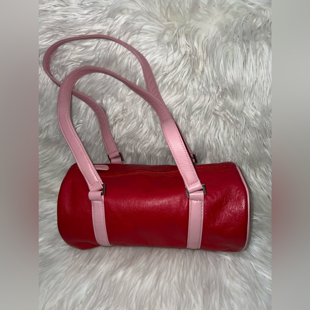 Jana Feifer Two Tone Red & Pink Leather Duffle size Small